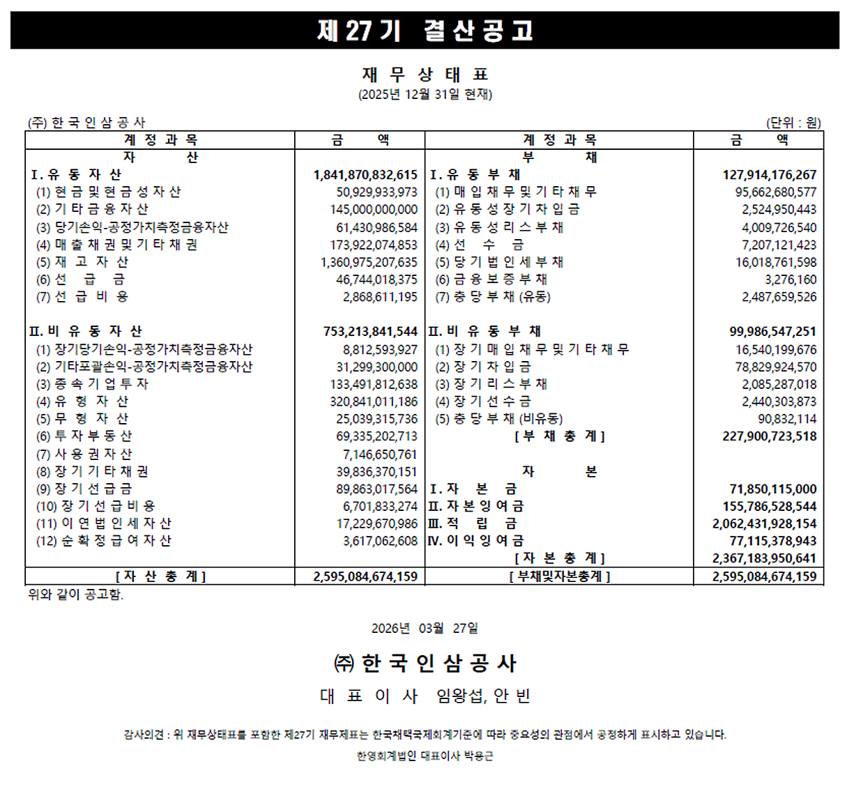 재무상태표